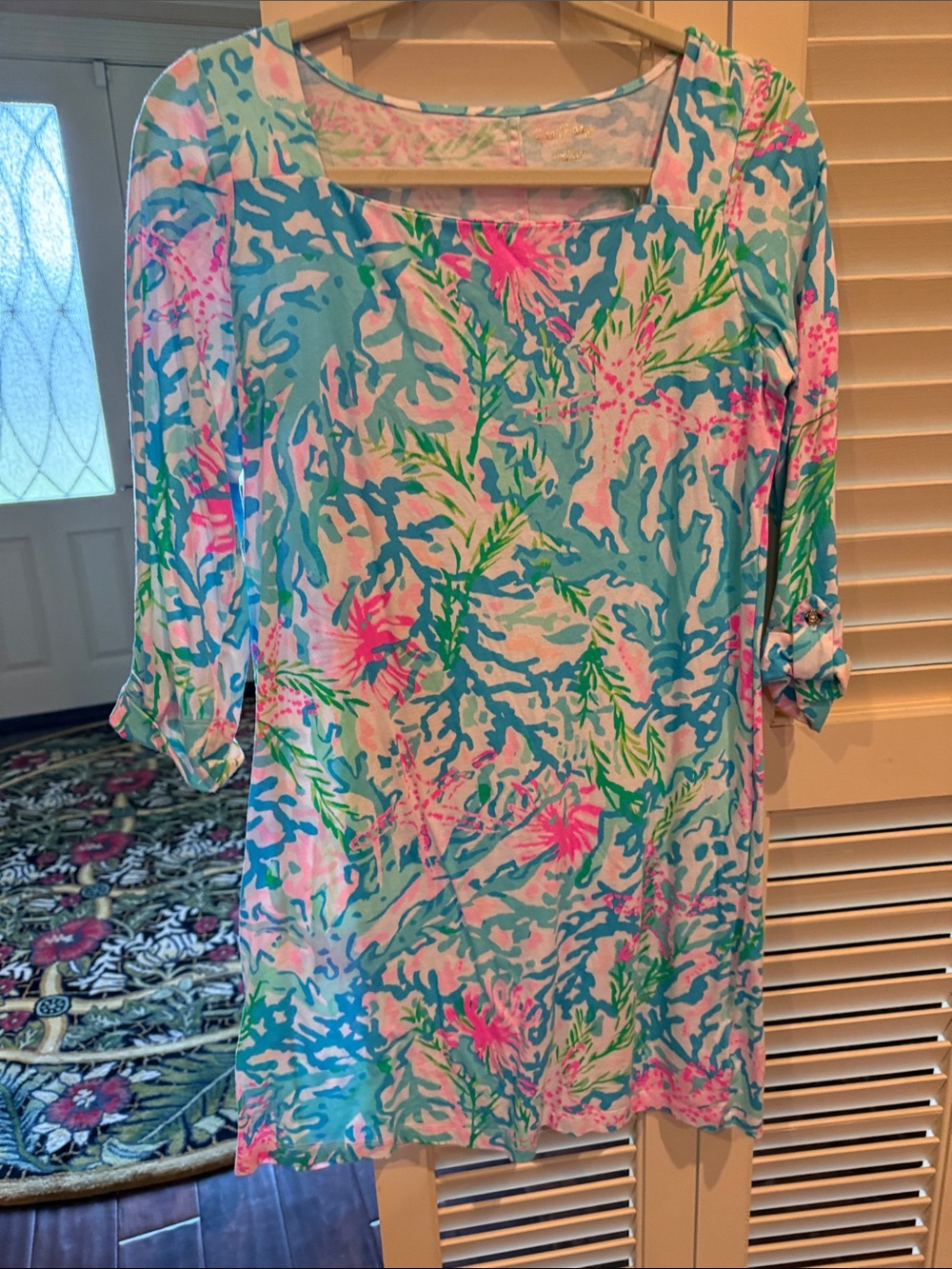 Lilly Pulitzer Pink, Aqua & Green Coral-Print dress
